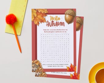 Autumn Word Search Puzzles for Kids | Autumn Word Search Puzzles | Printable Puzzles | Activity PDF