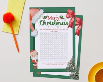Christmas Word Search for Kids | 10 Holiday Words | Printable Christmas Puzzle Worksheet | PDF Download