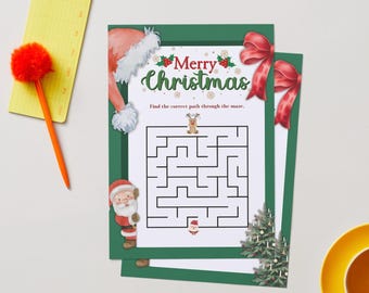 Christmas Maze for Kids | Help Santa Find His Gifts | Printable Holiday Activity Worksheet | PDF Download