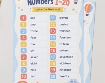Flashcards Numbers 1–20 | Learn English Numbers | English for Children & Primary School | Digital Download