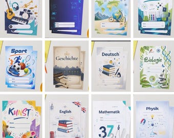 12-piece cover sheet set for school | 12 school subjects | A4 cover sheets for binders & folders | Digital download