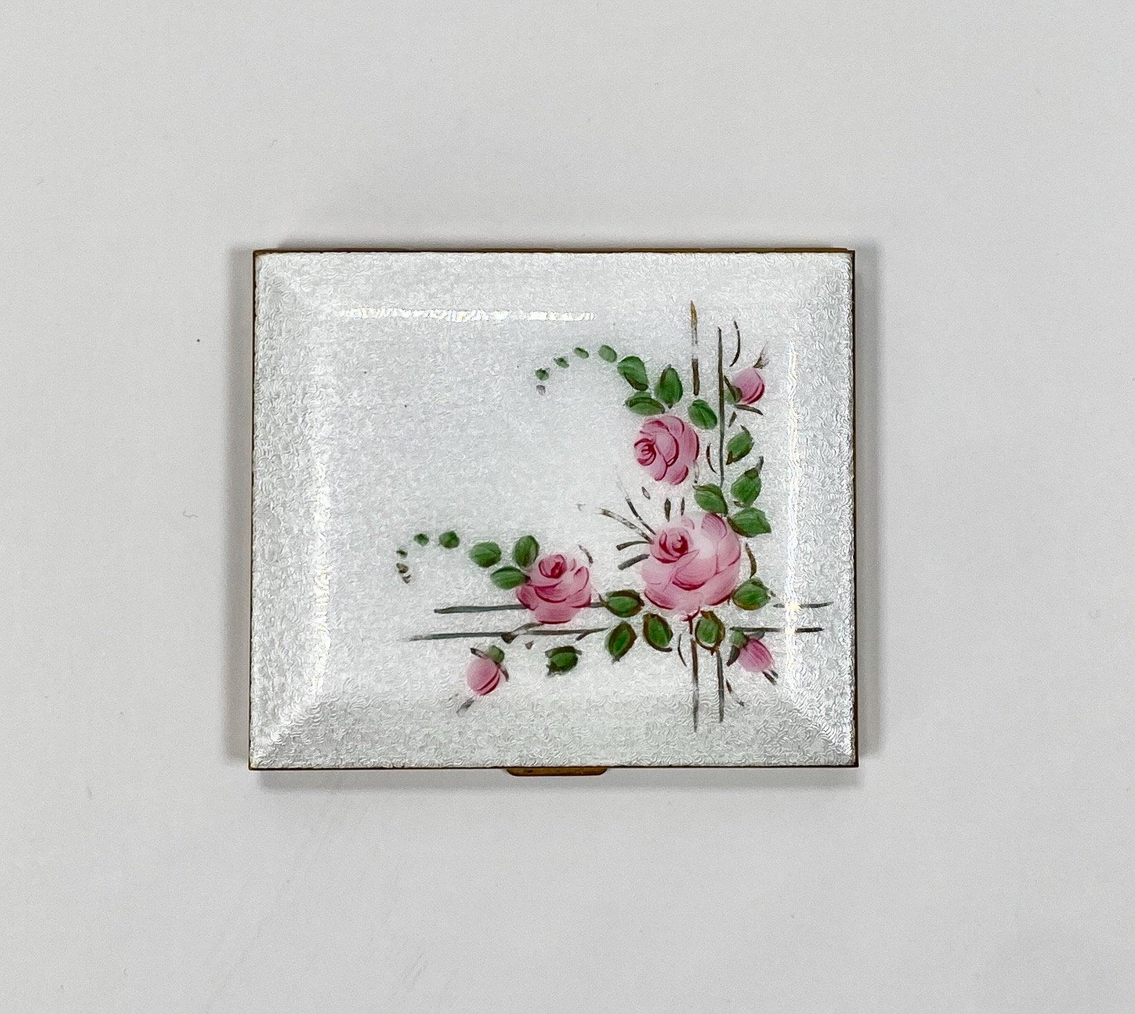 Vintage Enamel Roses Hand Mirror - Etsy