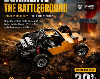 Tactical Off Road Buggy Miniature, 3D Printed Desert Vehicle, Battle Royale Gaming Desk Decor