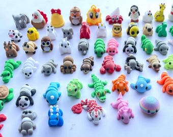 3D Printed Mini Animal Figures, Assorted Colorful Desk Toys, Collectible Miniatures, Party Favors