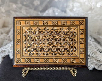 Vintage Geometric Mosaic Marquetry Trinket box Made in Russia