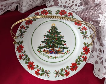 Vintage 1987 Artmark Christmas Tree Plate with Removeable Handle