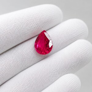 Lab Grown Ruby Pear Cut Gemstone, Vivid Hot Pink Red Loose Stone, Custom Engagement Ring, Unique Center Stone, Luxury Jewelry Gift