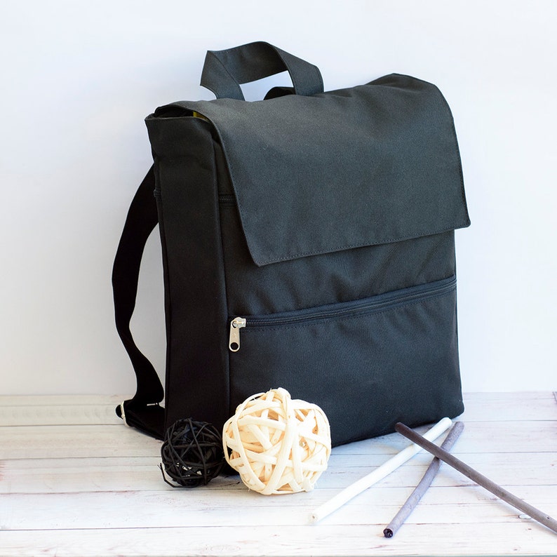 Canvas Backpack Black Backpack College Backpack Campus Etsy
