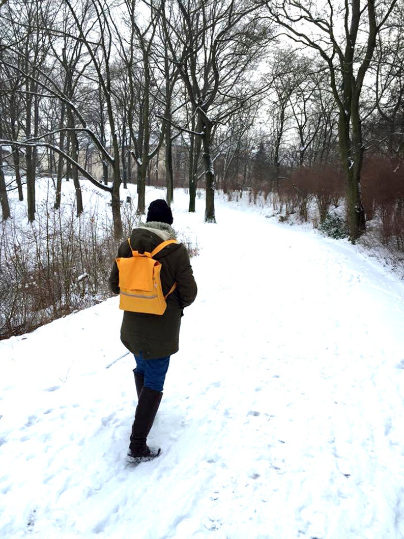 Vegan Backpack Yellow Travel Backpack Water Resistant Bag Etsy Israel