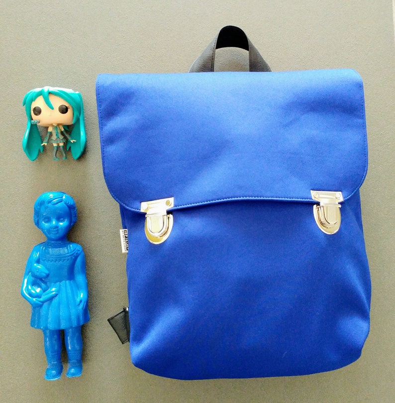 Retro Bag Backpack Blue Bag Fabric Bag Vegan Backpack Rucksack Eco Friendly Bag Book Bag Travel Backpack Ipad Bag Tablet Bag