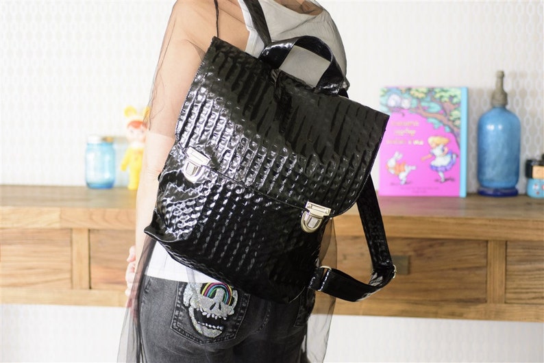 Retro Bag Backpack Blue Bag Fabric Bag Vegan Backpack Rucksack Eco Friendly Bag Book Bag Travel Backpack Ipad Bag Tablet Bag