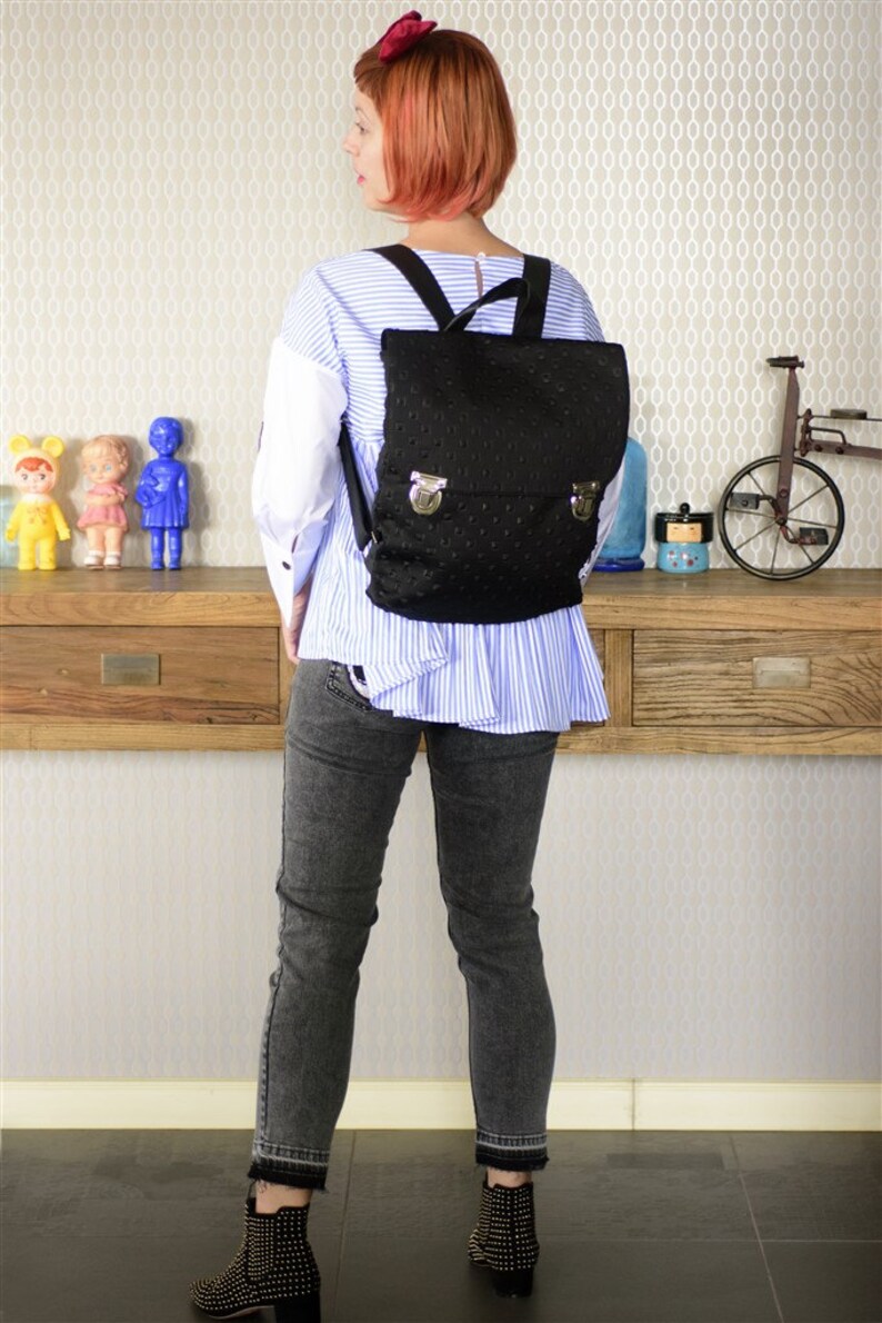 Retro Bag Backpack Blue Bag Fabric Bag Vegan Backpack Rucksack Eco Friendly Bag Book Bag Travel Backpack Ipad Bag Tablet Bag