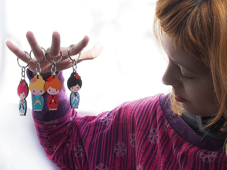 Decorative Bag Charm Key Chain Japanese Print Bag Decor Cute Etsy