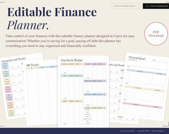 Planificador de finanzas imprimible / Presupuesto mensual, reto de ahorro, objetivos (descarga en PDF)