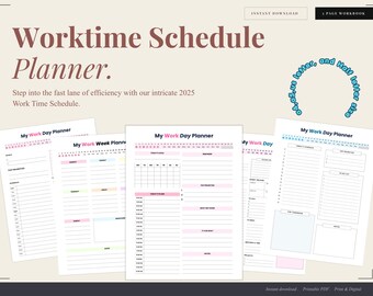 Planificador de productividad diario/semanal / Horario de trabajo sin fecha (Descarga en PDF)