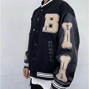 Men's varsity jacket with embroidery logo causal wear and outdoor Varsity Leather Sleeve Coat