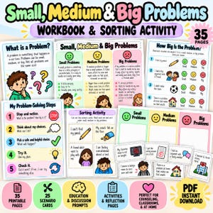 Small, Medium & Big Problems Workbook | SEL Coping Skills and Problem Solving Activities for Kids