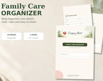 Printable Caregiver Planner for Aging Parents Family Care Organizer with Medication and Appointment Trackers