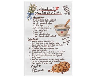 Personalized Handwritten Recipe Tea Towel, Family Keepsake Gift (16" x 25")