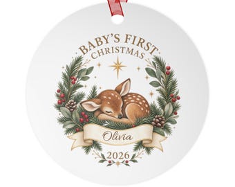 Personalized Baby Deer Ornament: First Christmas Keepsake (2026)