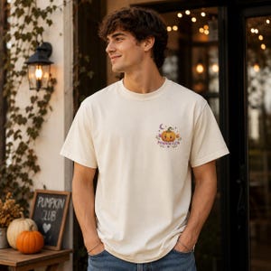 Camiseta de Halloween del Club de Calabazas, Camiseta con Gráfico de Calabaza Fantasma, Aspecto de Bordado Estampado imagen 2
