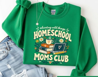 Homeschool Mom Shirt, Retro Homeschooling Mama Tee, Floral Teacher Mom Gift, Educating Wild Things Graphic Tshirt