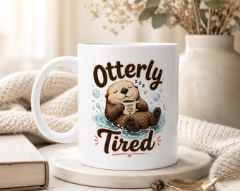 Sleepy Sea Otter Coffee Mug, Funny Animal Lover Cup (11oz or 15oz)