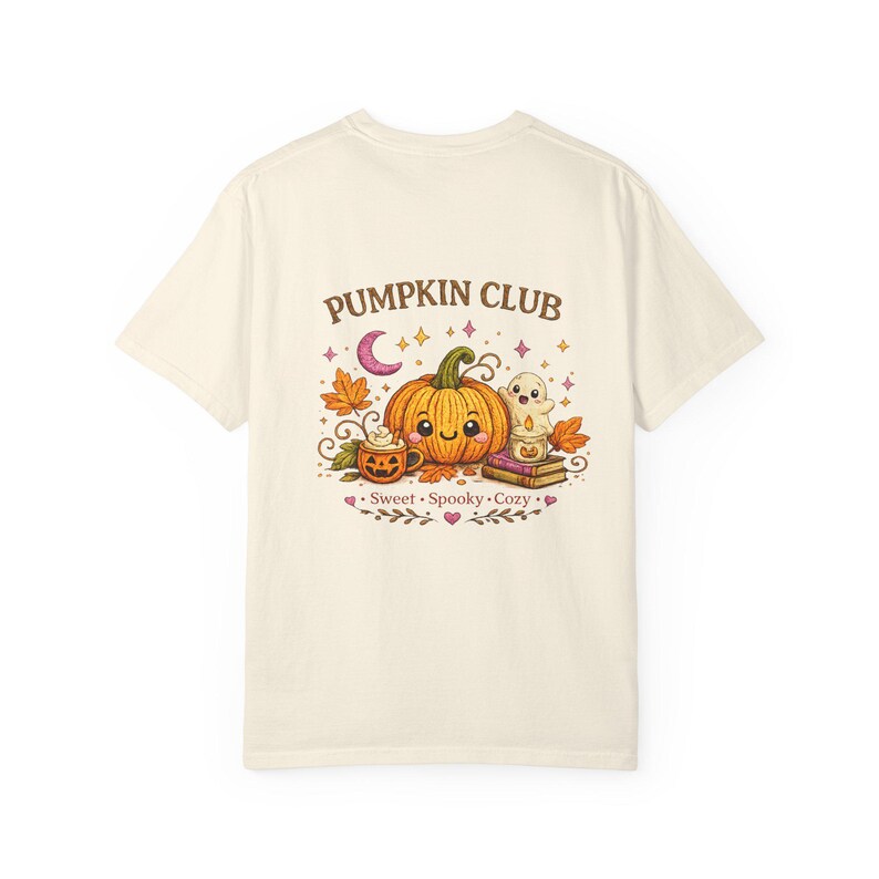 Camiseta de Halloween del Club de Calabazas, Camiseta con Gráfico de Calabaza Fantasma, Aspecto de Bordado Estampado imagen 10