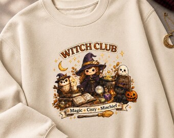 Witch Club Sweatshirt, Cozy Halloween Crewneck, Autumn Magic Gift