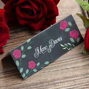 Personalised CHALKBOARD ROSE place cards image 1