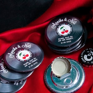 ROCKABILLY VINYL RECORD design - Magnet Bottle Opener wedding/party favour