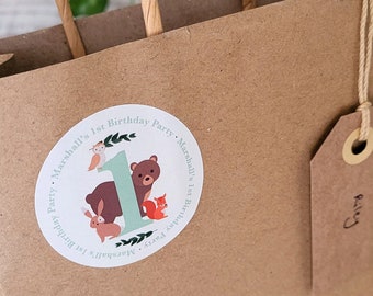 Personalised WOODLAND ANIMAL Envelope Seal / Party Favour / Thank You Stickers