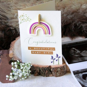 PERSONALISED Pressed Flower NEW BABY A6 Greetings Card image 1