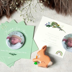 Anuncio personalizado del bebé / Tarjeta de agradecimiento con imán de nevera