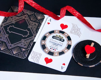 GATSBY POKER CHIP - Save the Date Magnets with A7 Backing Card