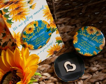 SUNFLOWER Save the Date magnets with backing card