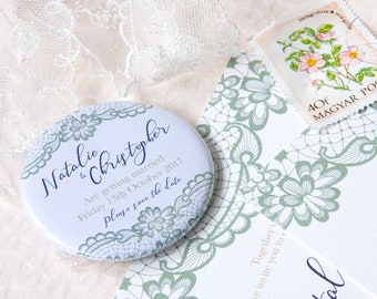 ELEGANT LACE - Save the Date / Wedding Favour 58mm Magnets