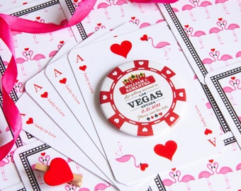 Flamingo POKER CHIP - Save the Date Magnets with A7 Backing Card