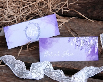 Personalised LAVENDER WISTERIA place cards