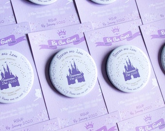 FAIRYTALE DISNEY CASTLE - Save the Date / Invitation magnets with backing card