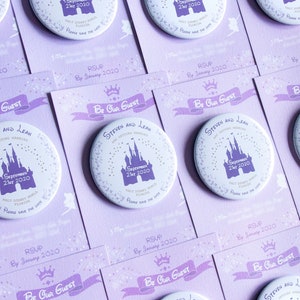 FAIRYTALE DISNEY CASTLE - Save the Date / Invitation magnets with backing card