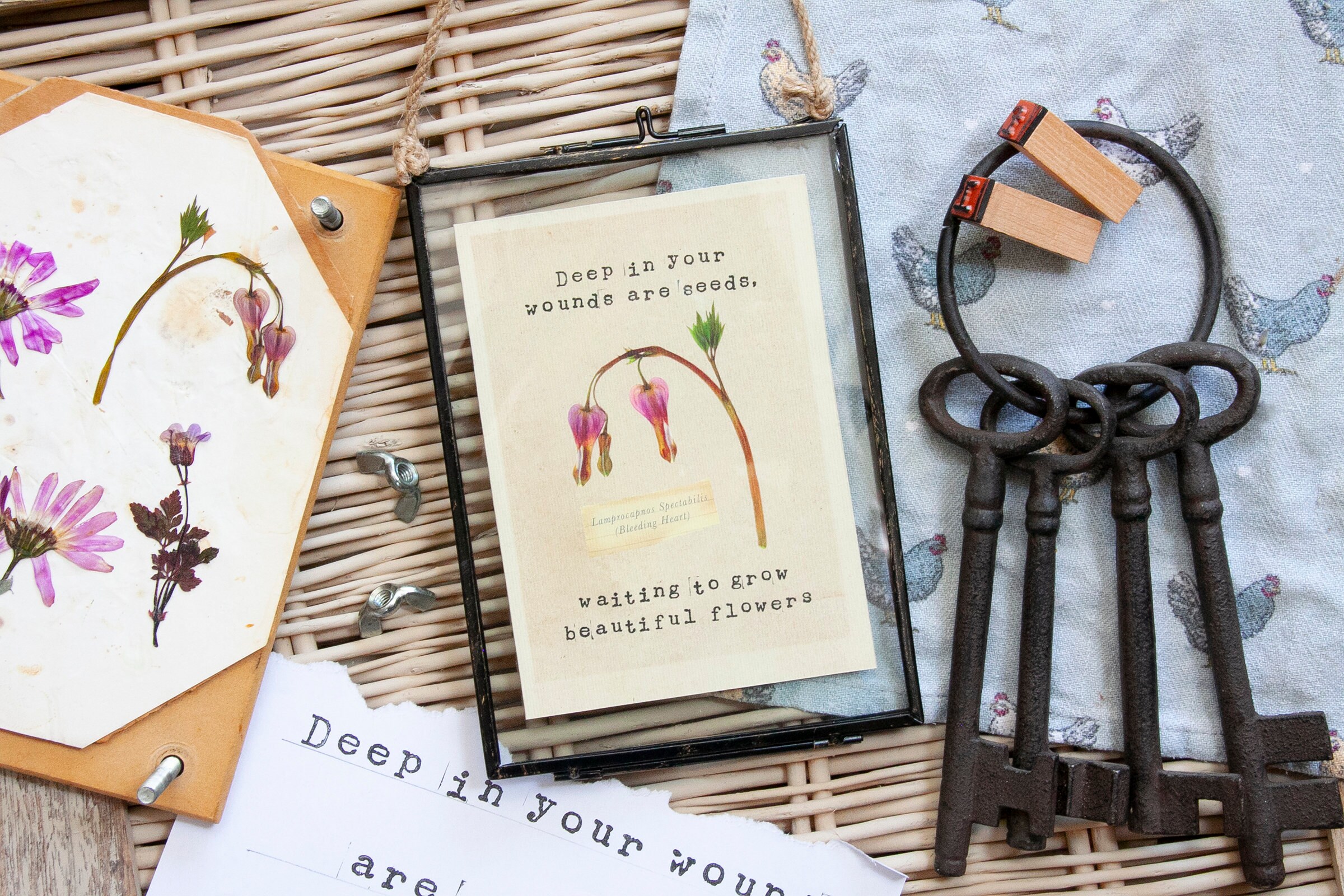 Pressed Bleeding Heart A6 Print Farmhouse Style Botanical Etsy
