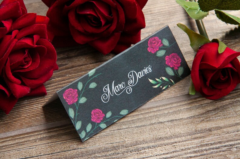 Personalised CHALKBOARD ROSE place cards image 1