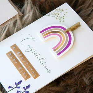 PERSONALISED Pressed Flower NEW BABY A6 Greetings Card image 4