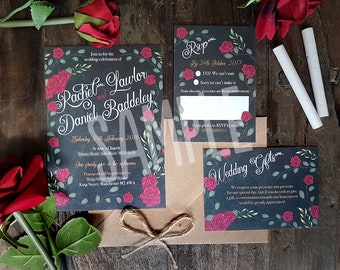 Sample - CHALKBOARD ROSE wedding invitations