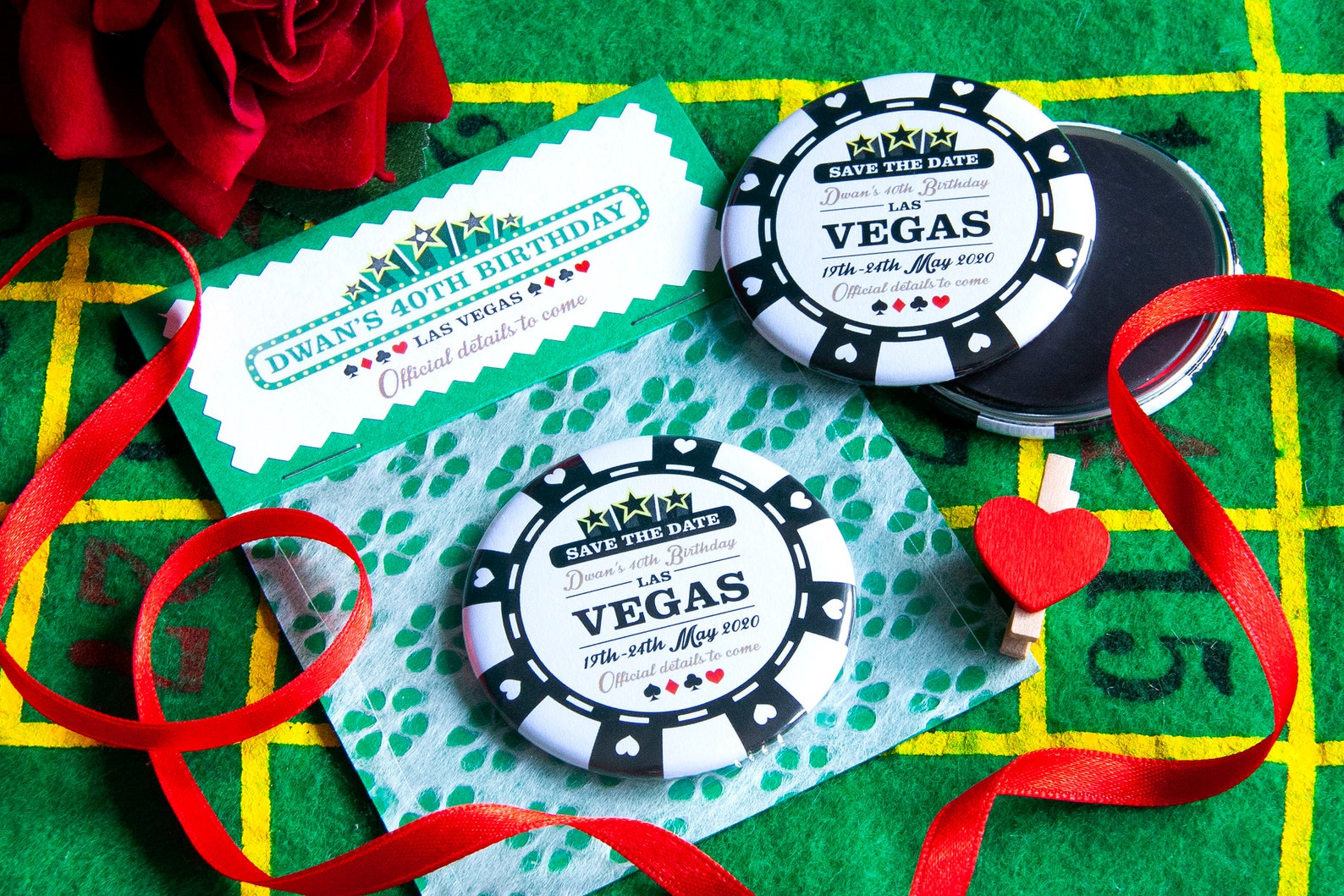 POKER CHIP Save the Date 58mm with Handmade Packaging Etsy