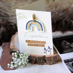 PERSONALISED Pressed Flower NEW BABY A6 Greetings Card image 3