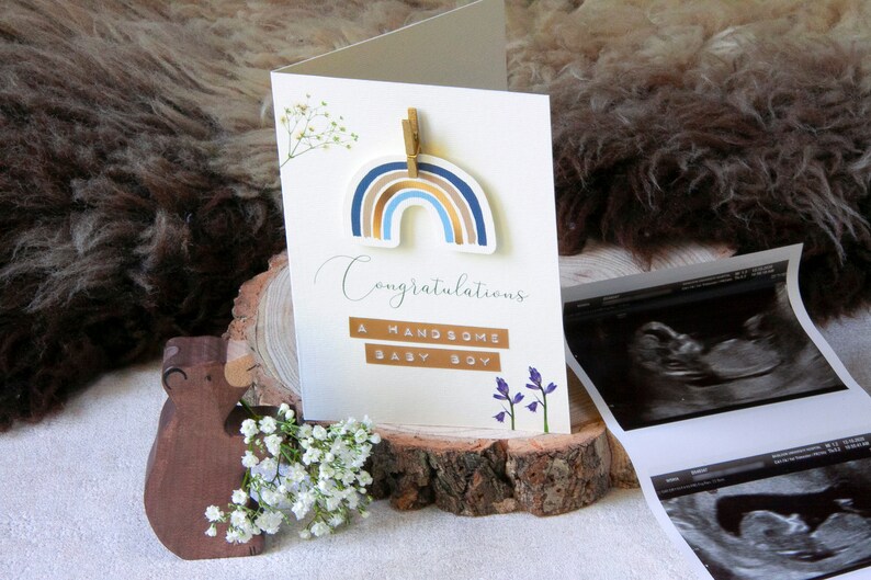 PERSONALISED Pressed Flower NEW BABY A6 Greetings Card image 3