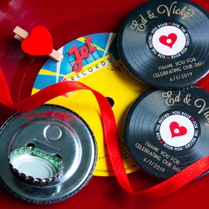 VINYL RECORD design Magnet Bottle Opener wedding/party favour image 1