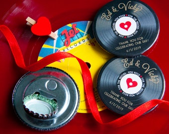 VINYL RECORD design - Magnet Bottle Opener wedding/party favour